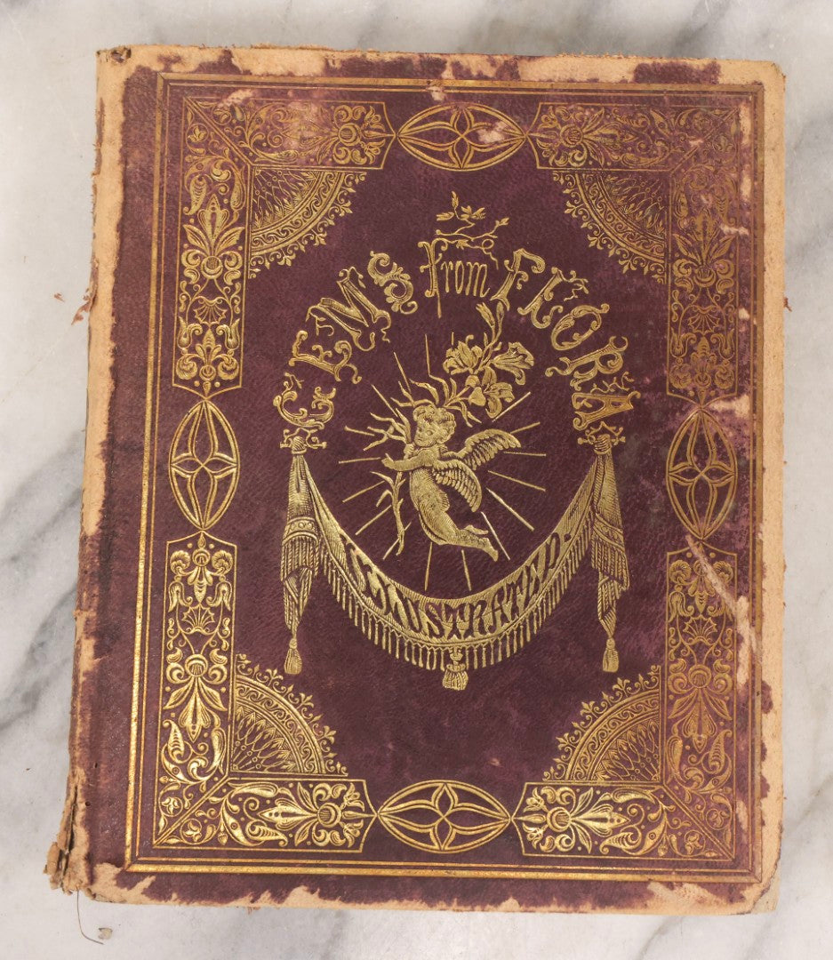 Lot 155 - Antique Autograph Book “Gems From Flora, Illustrated” By J. C. Riker With Dozens Of Entries To Annie Thomas, Including Hand-Colored Flower Lithographs, Circa 1835