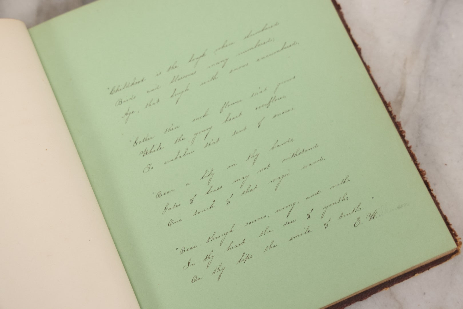 Lot 155 - Antique Autograph Book “Gems From Flora, Illustrated” By J. C. Riker With Dozens Of Entries To Annie Thomas, Including Hand-Colored Flower Lithographs, Circa 1835