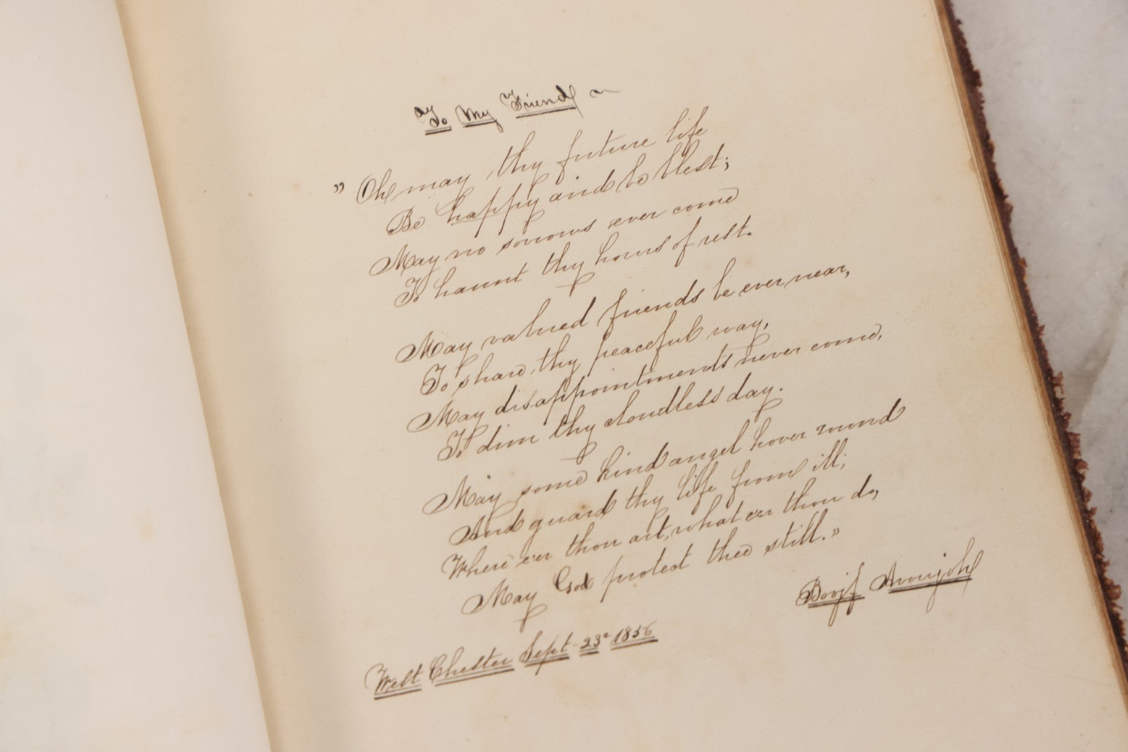 Lot 155 - Antique Autograph Book “Gems From Flora, Illustrated” By J. C. Riker With Dozens Of Entries To Annie Thomas, Including Hand-Colored Flower Lithographs, Circa 1835