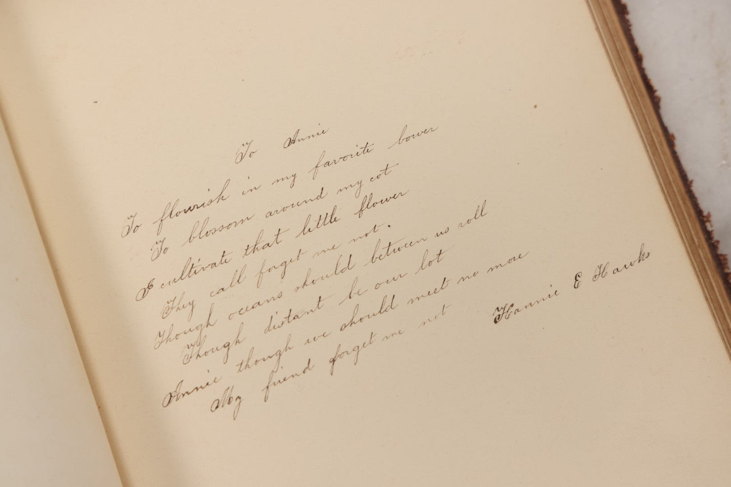 Lot 155 - Antique Autograph Book “Gems From Flora, Illustrated” By J. C. Riker With Dozens Of Entries To Annie Thomas, Including Hand-Colored Flower Lithographs, Circa 1835