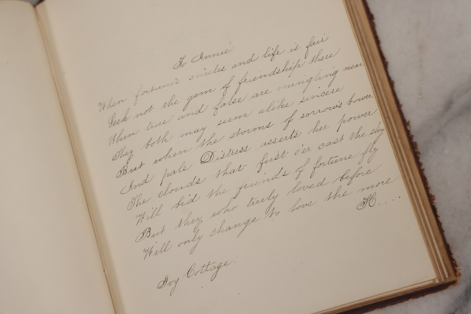 Lot 155 - Antique Autograph Book “Gems From Flora, Illustrated” By J. C. Riker With Dozens Of Entries To Annie Thomas, Including Hand-Colored Flower Lithographs, Circa 1835