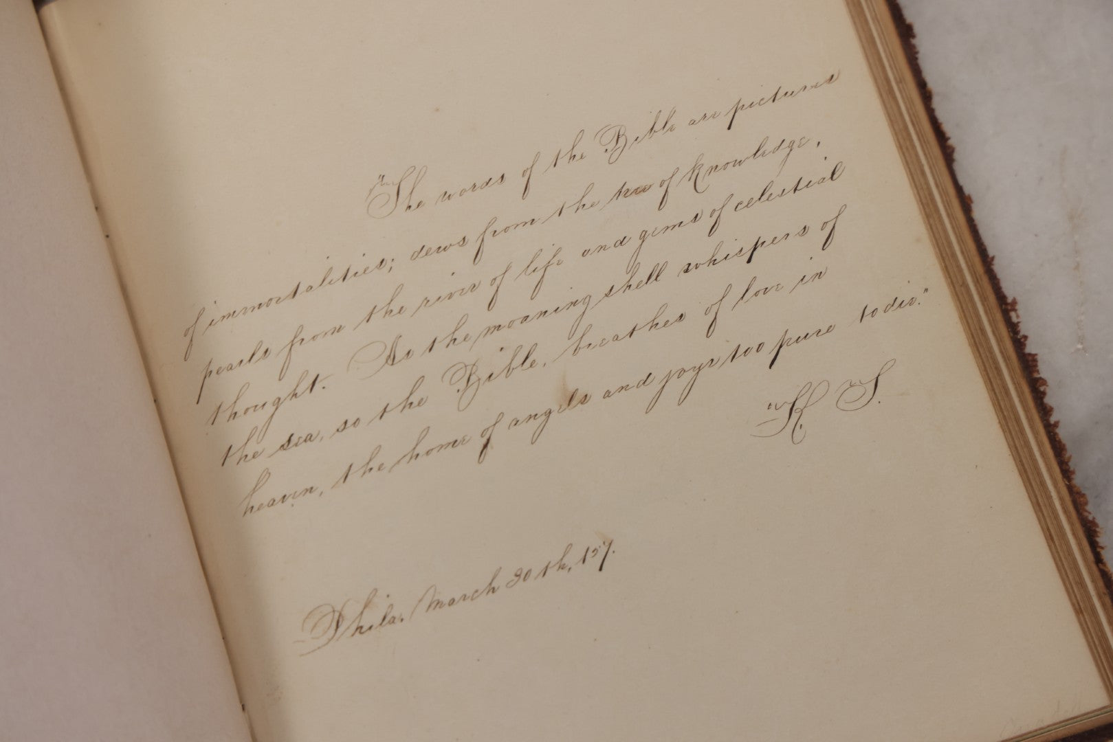 Lot 155 - Antique Autograph Book “Gems From Flora, Illustrated” By J. C. Riker With Dozens Of Entries To Annie Thomas, Including Hand-Colored Flower Lithographs, Circa 1835