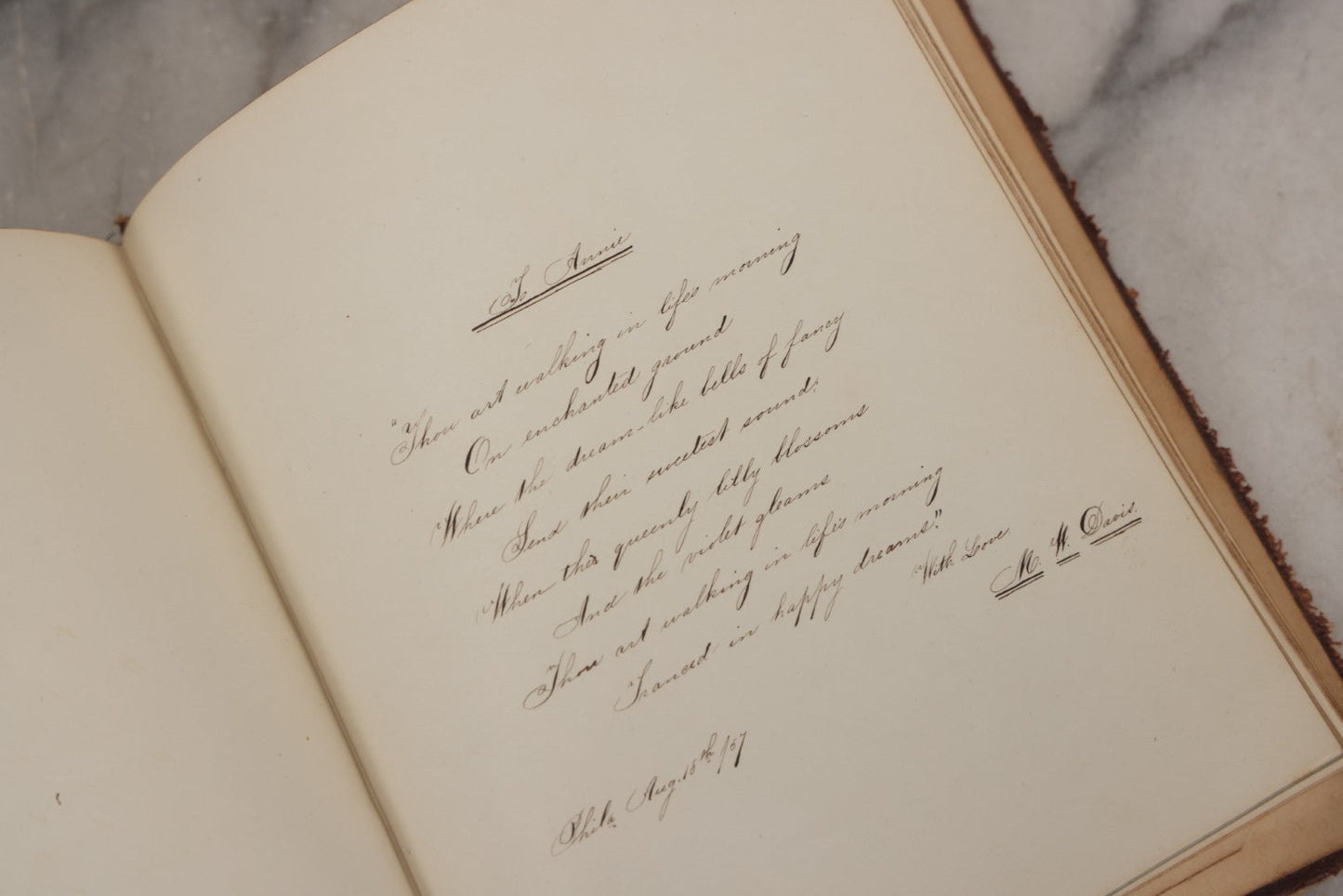 Lot 155 - Antique Autograph Book “Gems From Flora, Illustrated” By J. C. Riker With Dozens Of Entries To Annie Thomas, Including Hand-Colored Flower Lithographs, Circa 1835