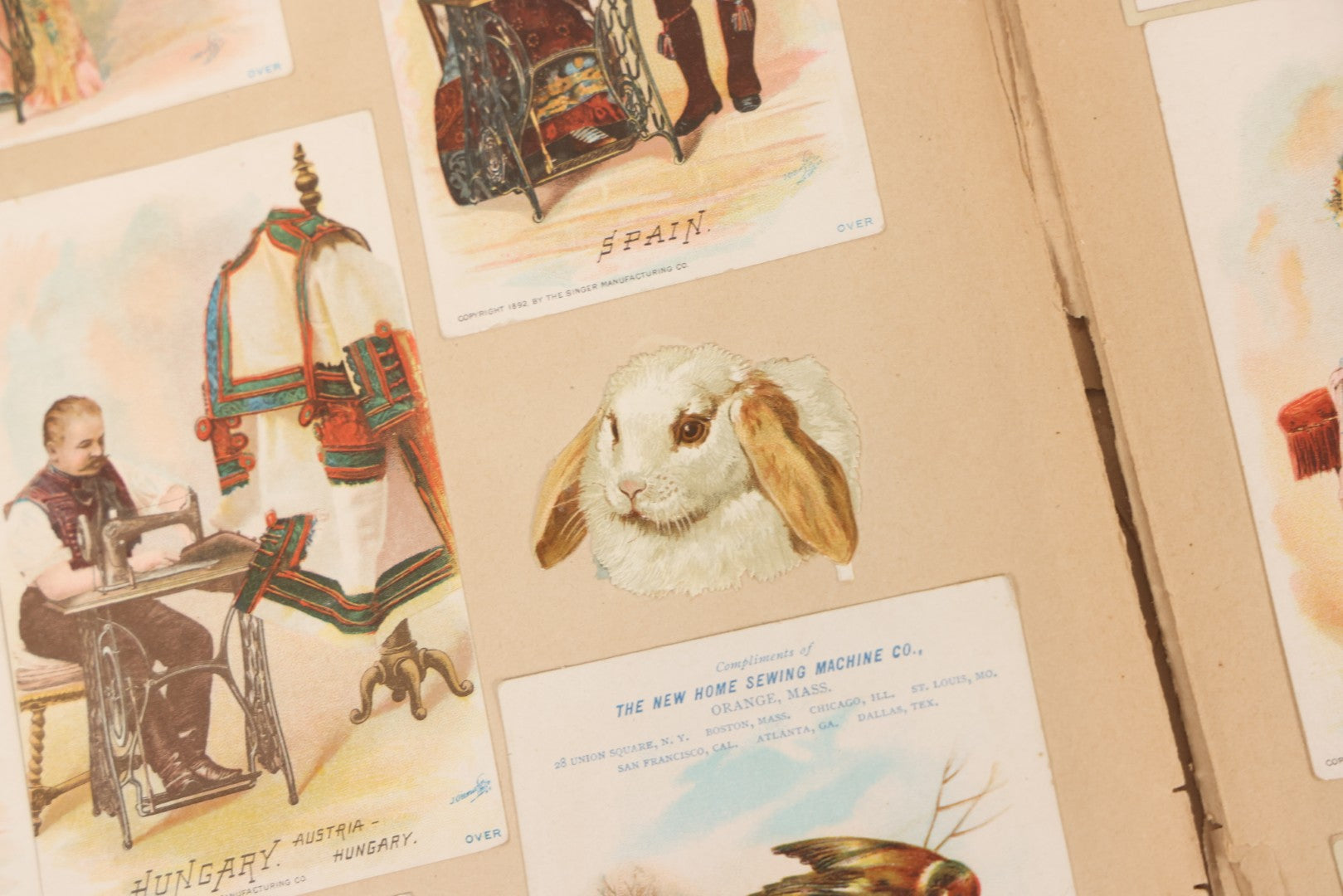 Lot 156 - Antique Victorian Trade Card And Die-Cut Scrapbook With Red Floral Cover, Containing 150+ Pieces, Pages Loose