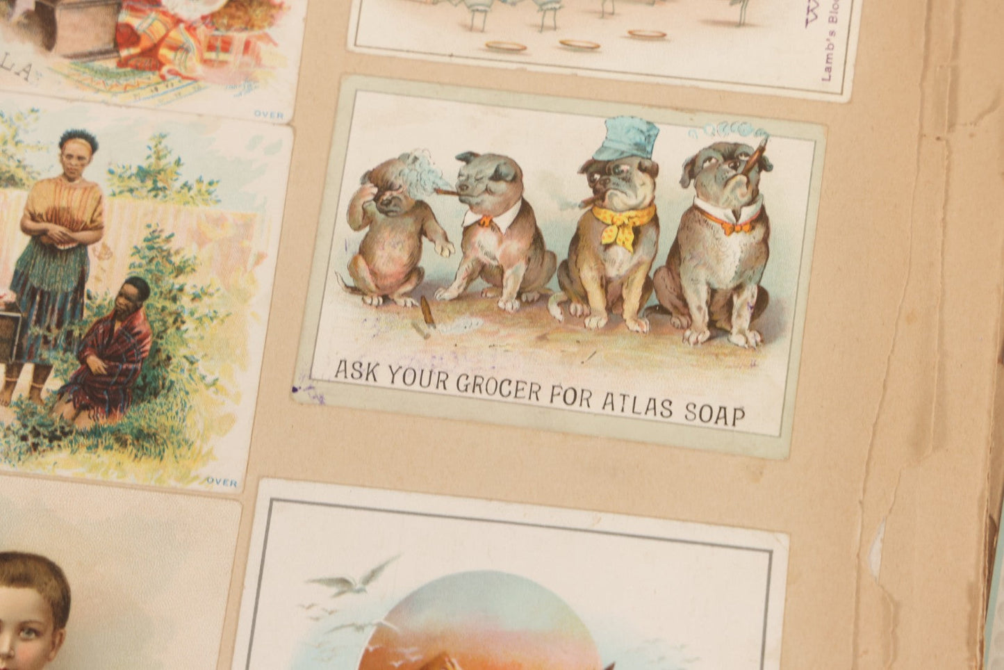 Lot 156 - Antique Victorian Trade Card And Die-Cut Scrapbook With Red Floral Cover, Containing 150+ Pieces, Pages Loose