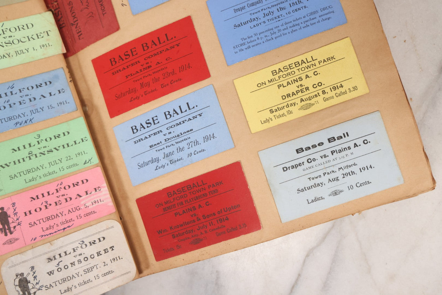 Lot 157 - Vintage “School Days” Scrapbook With Cut-Out Letter Cover, Containing Hundreds Of Pieces Of Massachusetts School Ephemera Including Halloween Invitations, Tickets, Notes, And More, Circa 1910–1940