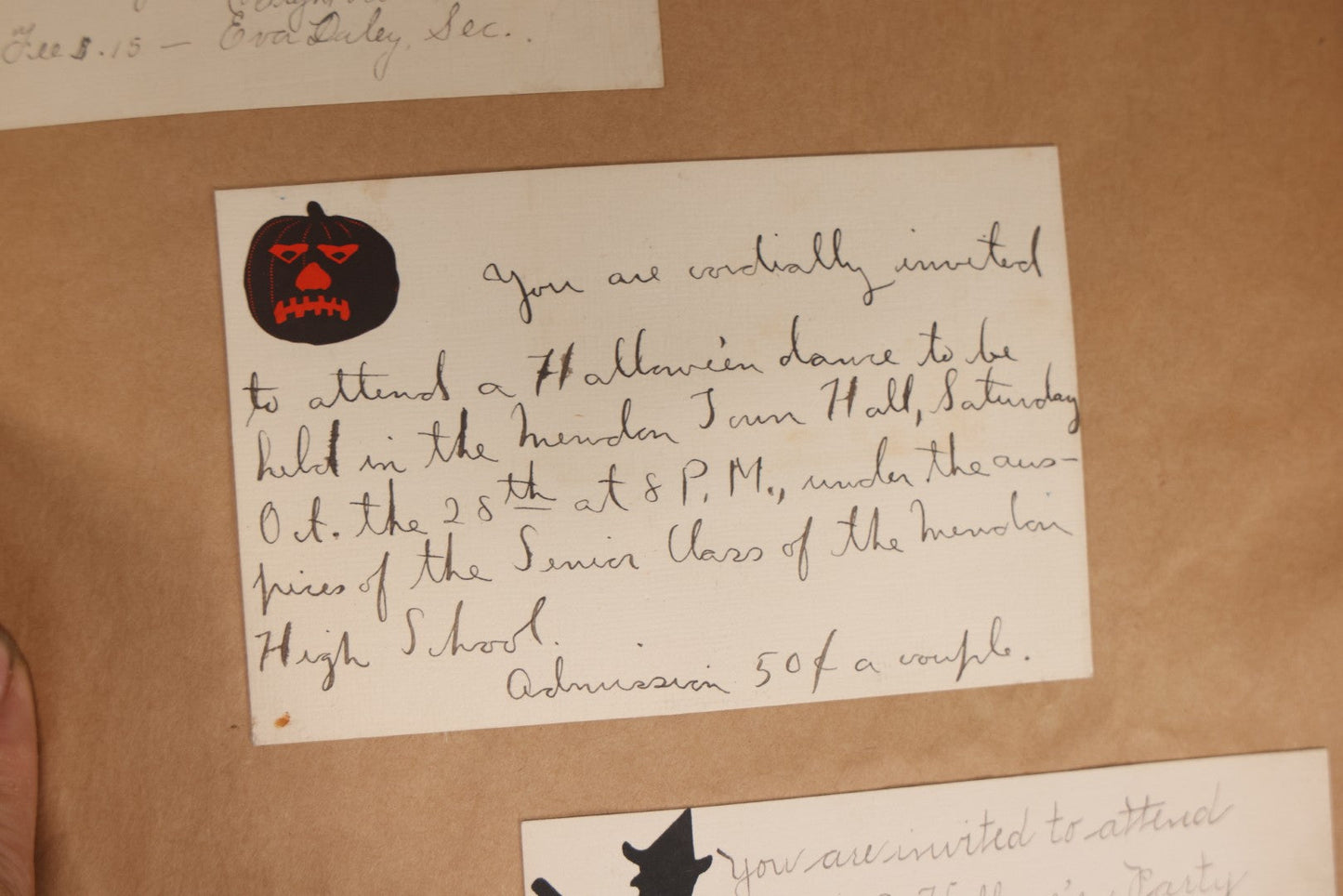 Lot 157 - Vintage “School Days” Scrapbook With Cut-Out Letter Cover, Containing Hundreds Of Pieces Of Massachusetts School Ephemera Including Halloween Invitations, Tickets, Notes, And More, Circa 1910–1940