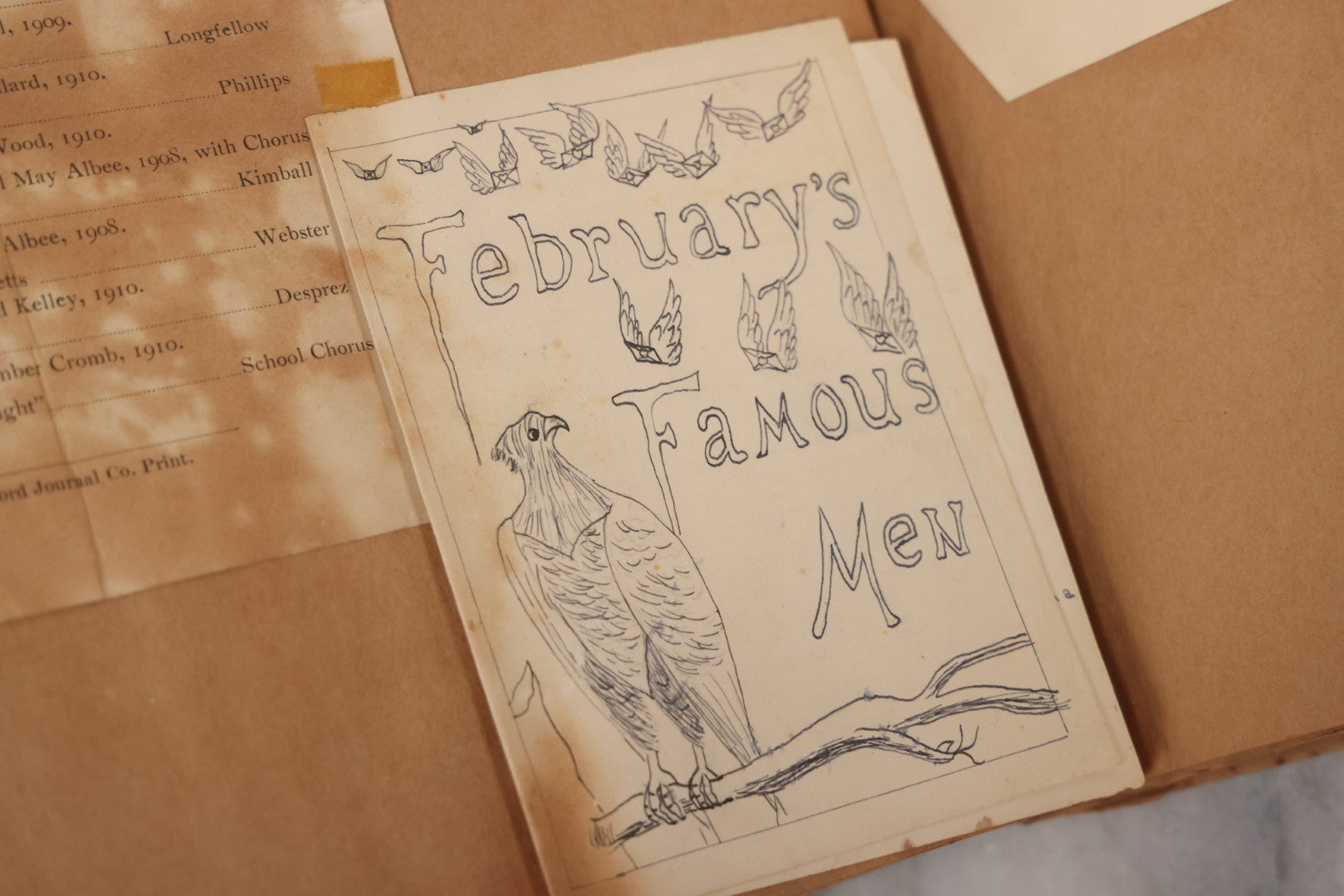 Lot 157 - Vintage “School Days” Scrapbook With Cut-Out Letter Cover, Containing Hundreds Of Pieces Of Massachusetts School Ephemera Including Halloween Invitations, Tickets, Notes, And More, Circa 1910–1940