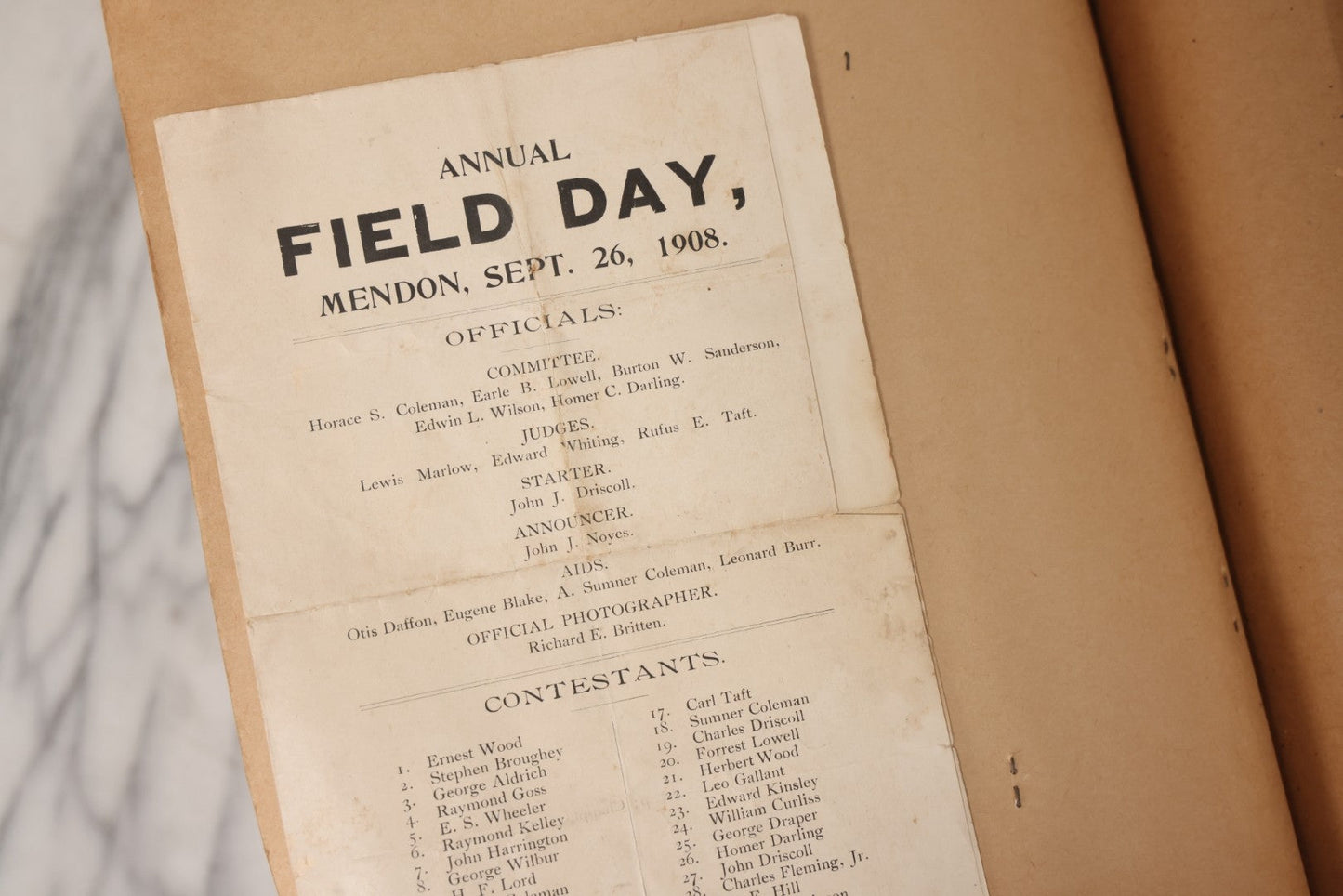 Lot 157 - Vintage “School Days” Scrapbook With Cut-Out Letter Cover, Containing Hundreds Of Pieces Of Massachusetts School Ephemera Including Halloween Invitations, Tickets, Notes, And More, Circa 1910–1940