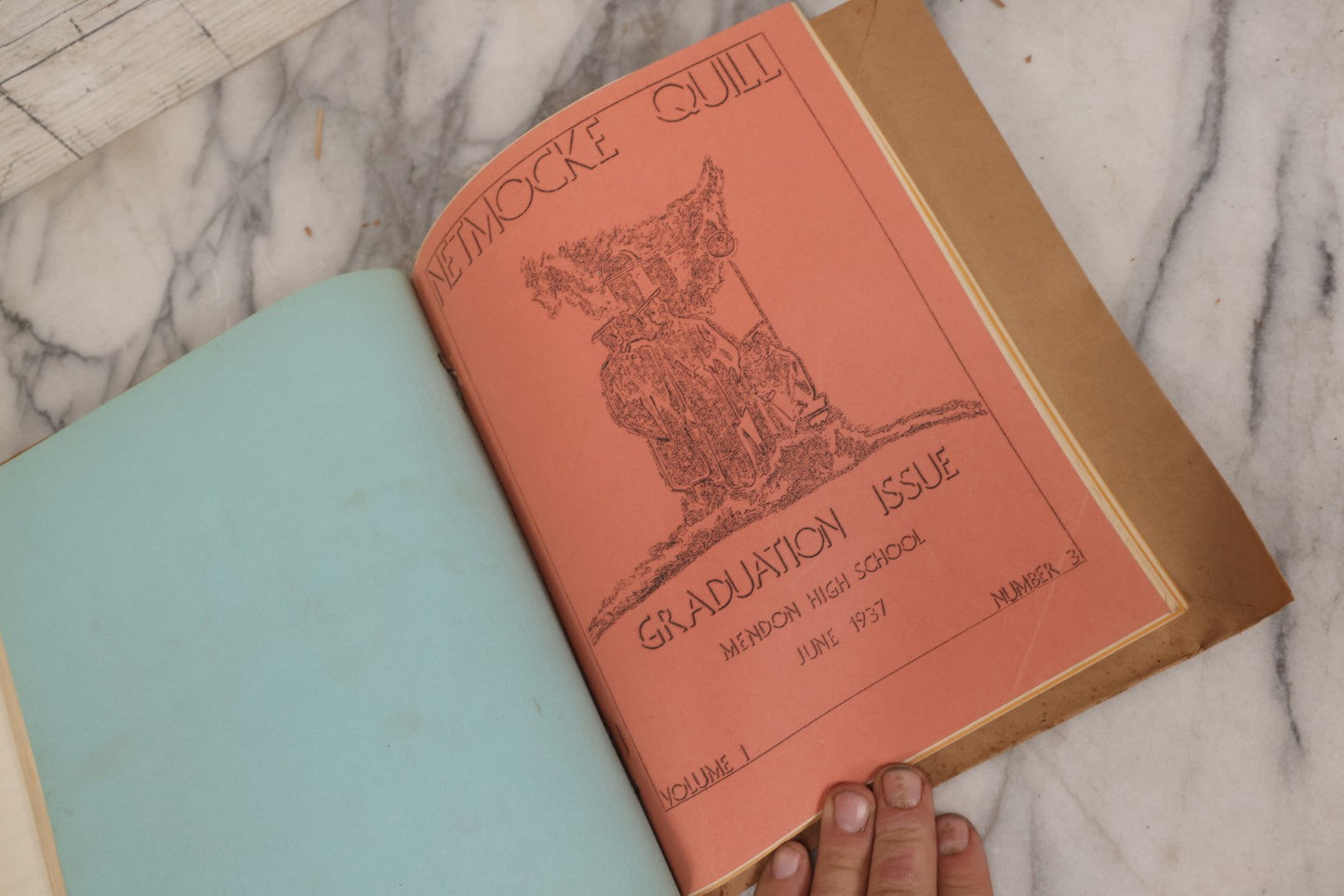 Lot 157 - Vintage “School Days” Scrapbook With Cut-Out Letter Cover, Containing Hundreds Of Pieces Of Massachusetts School Ephemera Including Halloween Invitations, Tickets, Notes, And More, Circa 1910–1940