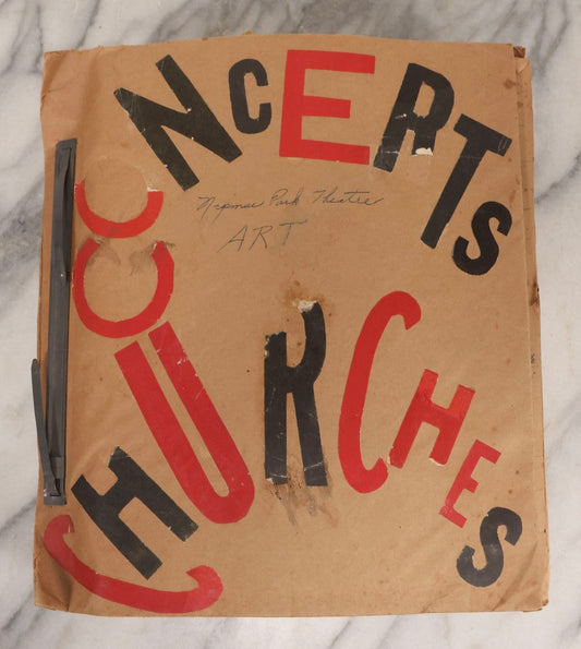 Lot 158 - Vintage “Concerts Churches” Scrapbook With Cut-Out Letter Cover, Containing Hundreds Of Event And Community Ephemera, Circa 1910–1960