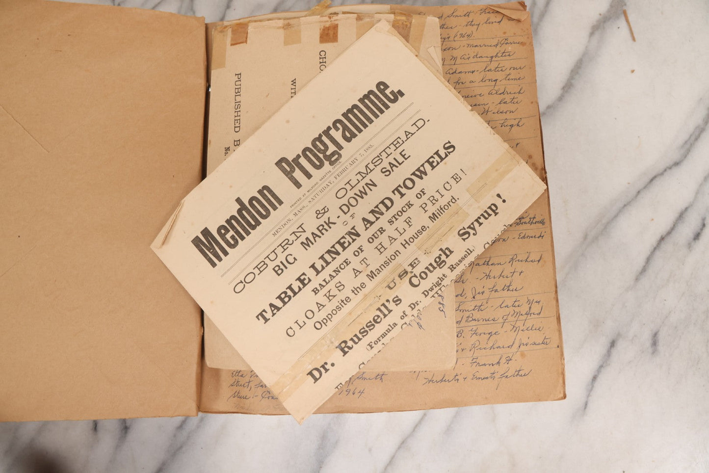 Lot 158 - Vintage “Concerts Churches” Scrapbook With Cut-Out Letter Cover, Containing Hundreds Of Event And Community Ephemera, Circa 1910–1960