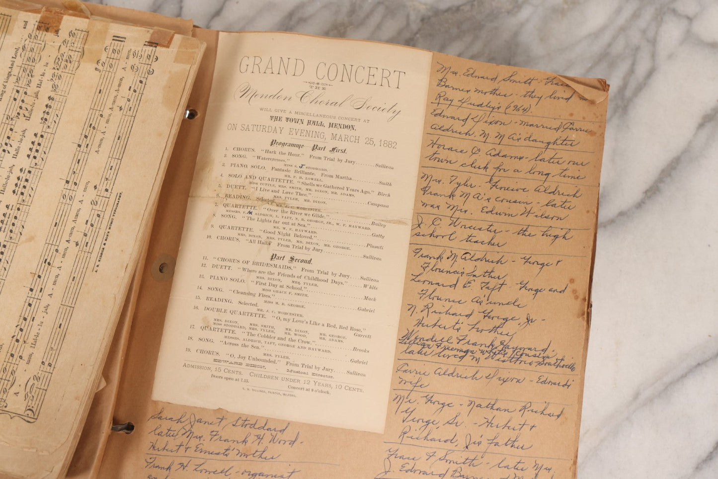 Lot 158 - Vintage “Concerts Churches” Scrapbook With Cut-Out Letter Cover, Containing Hundreds Of Event And Community Ephemera, Circa 1910–1960