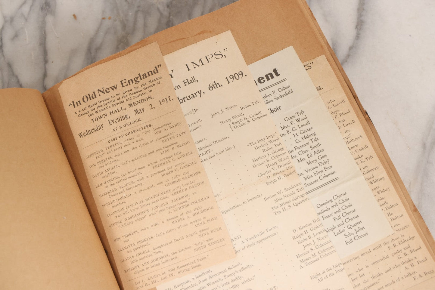 Lot 158 - Vintage “Concerts Churches” Scrapbook With Cut-Out Letter Cover, Containing Hundreds Of Event And Community Ephemera, Circa 1910–1960