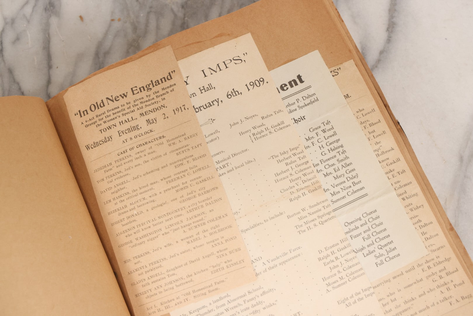 Lot 158 - Vintage “Concerts Churches” Scrapbook With Cut-Out Letter Cover, Containing Hundreds Of Event And Community Ephemera, Circa 1910–1960