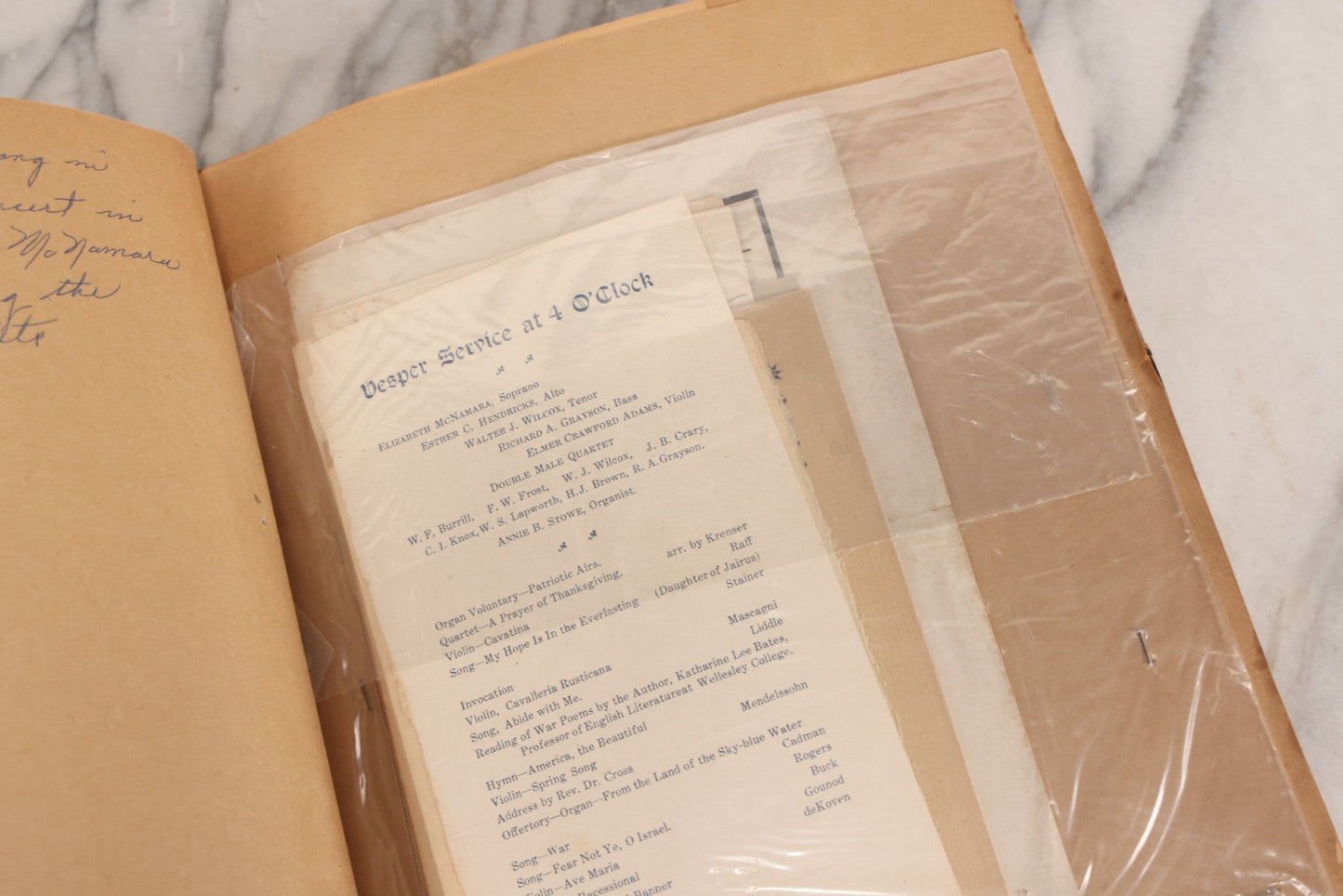 Lot 158 - Vintage “Concerts Churches” Scrapbook With Cut-Out Letter Cover, Containing Hundreds Of Event And Community Ephemera, Circa 1910–1960