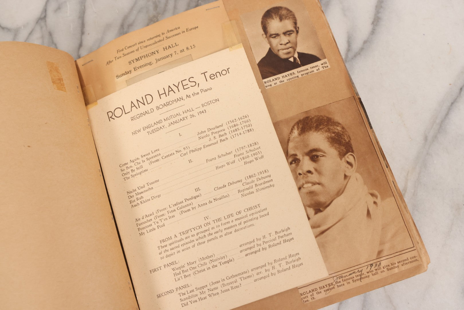 Lot 158 - Vintage “Concerts Churches” Scrapbook With Cut-Out Letter Cover, Containing Hundreds Of Event And Community Ephemera, Circa 1910–1960