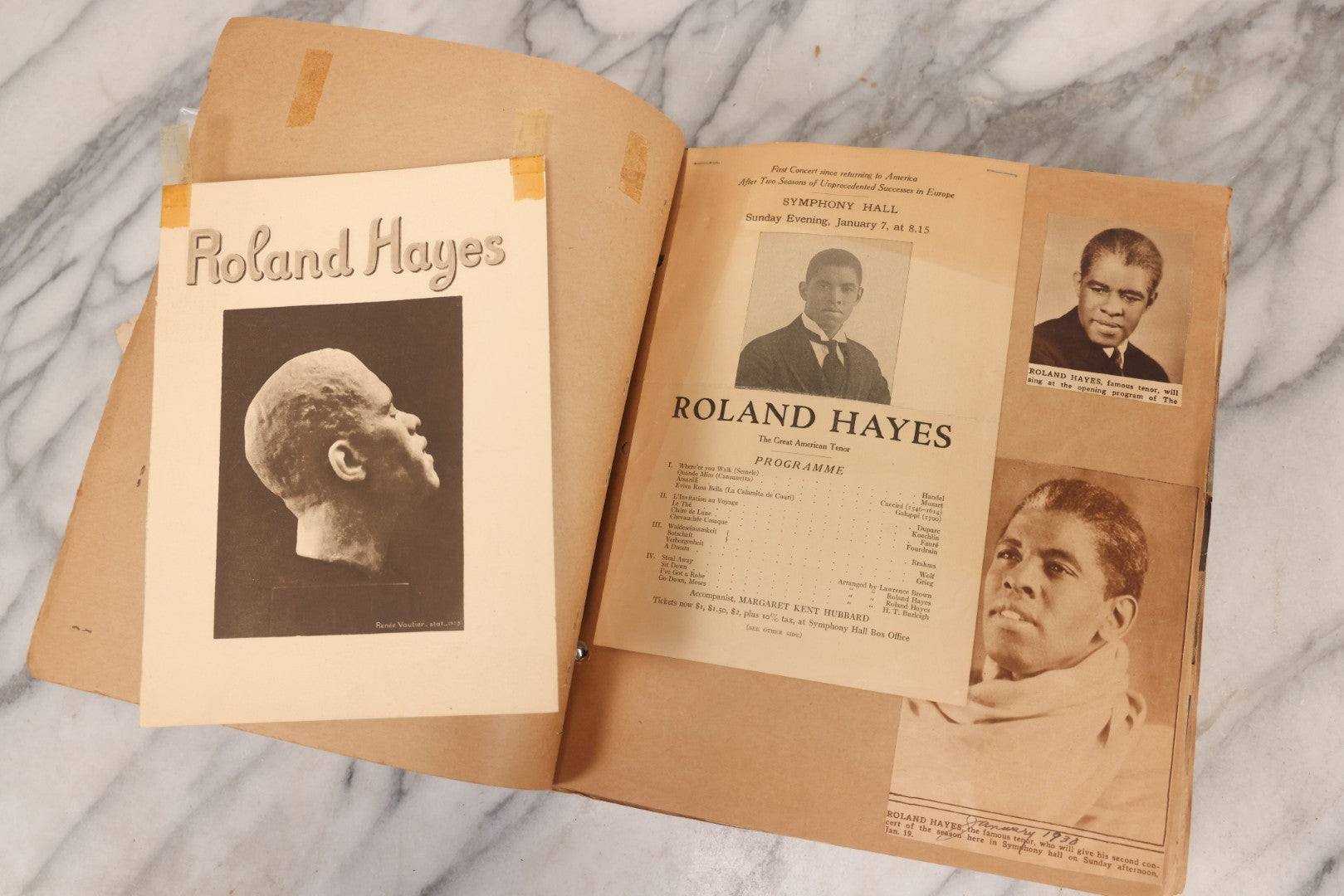 Lot 158 - Vintage “Concerts Churches” Scrapbook With Cut-Out Letter Cover, Containing Hundreds Of Event And Community Ephemera, Circa 1910–1960