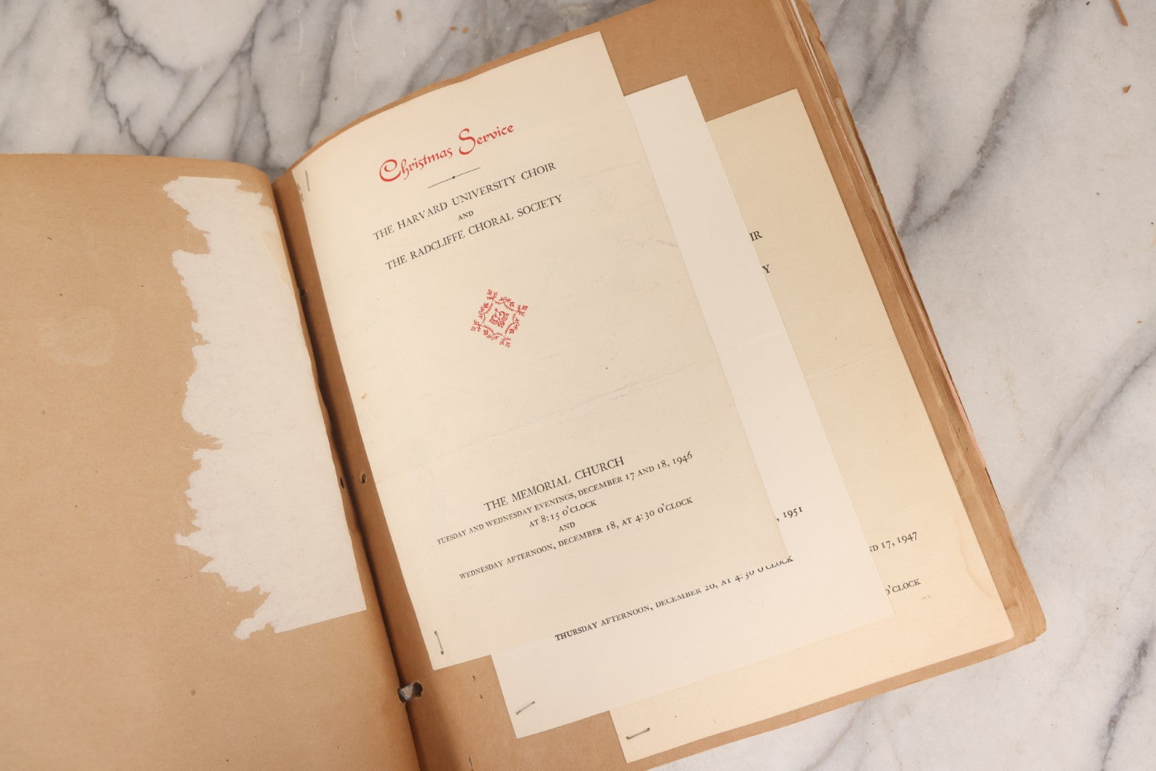 Lot 158 - Vintage “Concerts Churches” Scrapbook With Cut-Out Letter Cover, Containing Hundreds Of Event And Community Ephemera, Circa 1910–1960