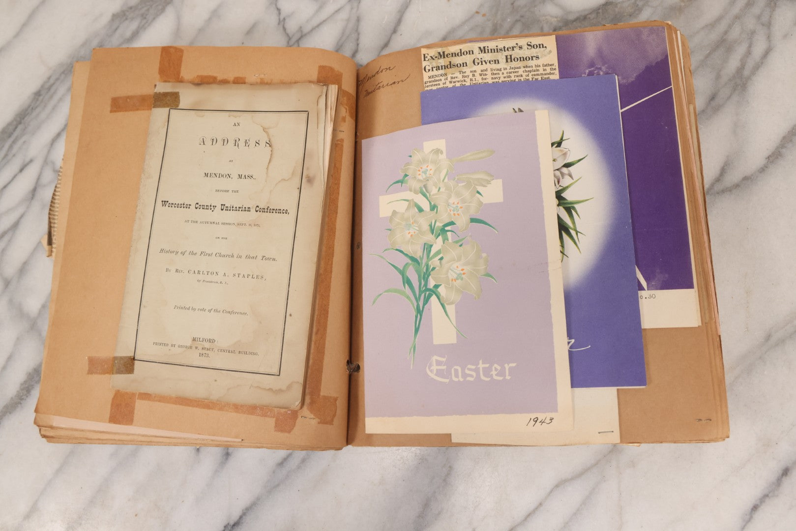 Lot 158 - Vintage “Concerts Churches” Scrapbook With Cut-Out Letter Cover, Containing Hundreds Of Event And Community Ephemera, Circa 1910–1960