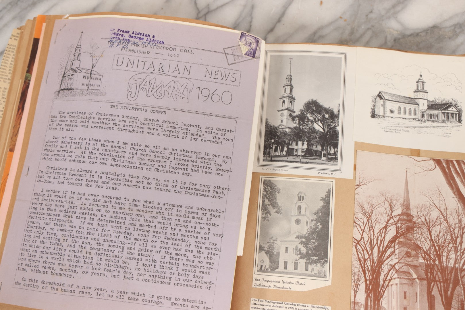 Lot 158 - Vintage “Concerts Churches” Scrapbook With Cut-Out Letter Cover, Containing Hundreds Of Event And Community Ephemera, Circa 1910–1960