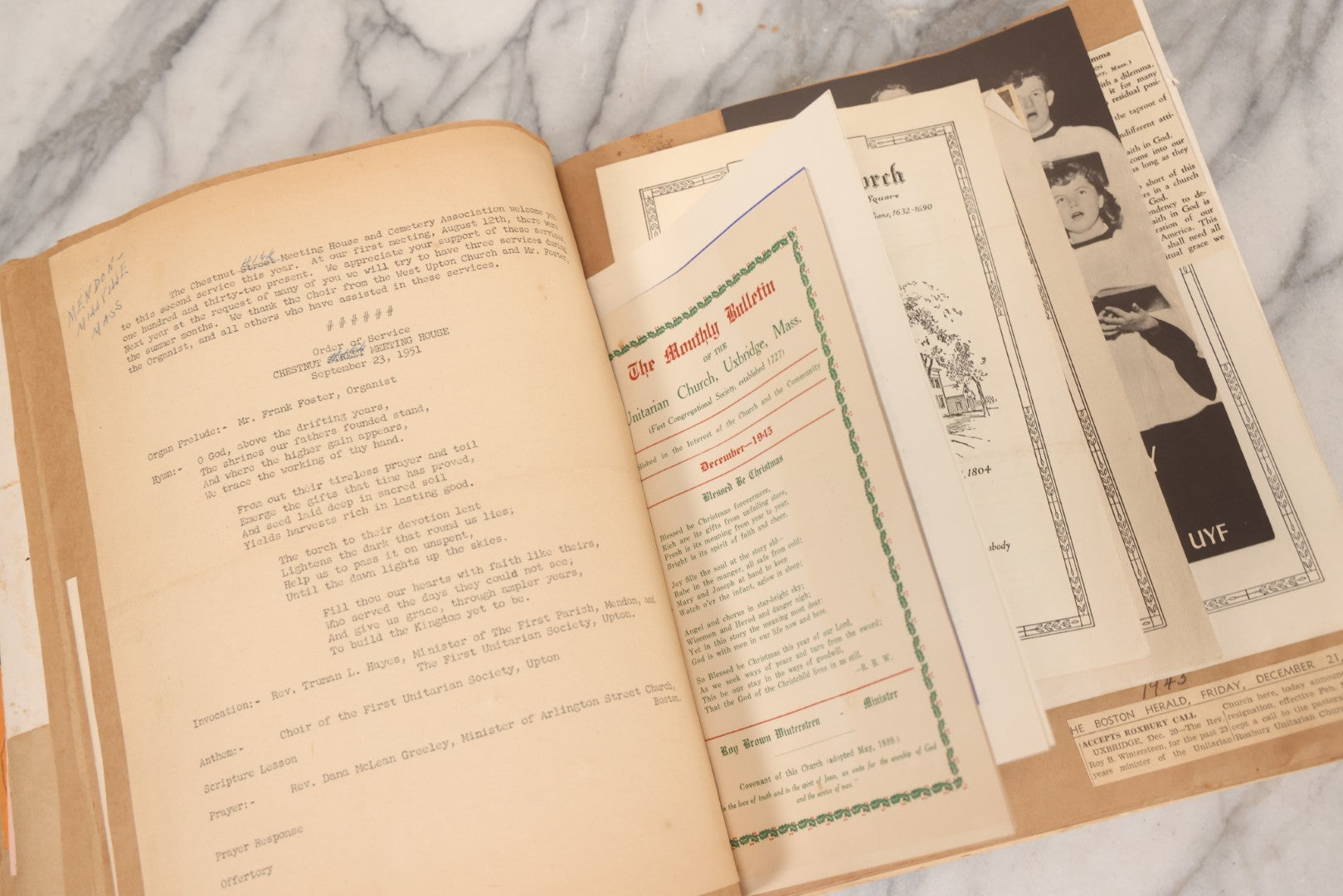 Lot 158 - Vintage “Concerts Churches” Scrapbook With Cut-Out Letter Cover, Containing Hundreds Of Event And Community Ephemera, Circa 1910–1960