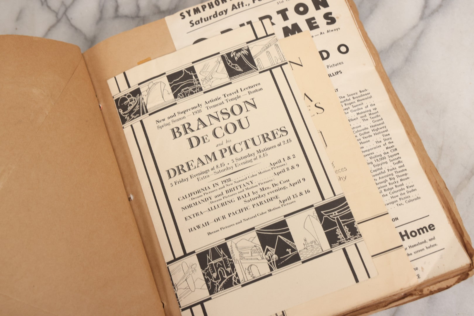 Lot 159 - Vintage “Theatres” Scrapbook With Cut-Out Letter Cover, Containing Mid-20th-Century Performance And Entertainment Ephemera, 1930s–1960s