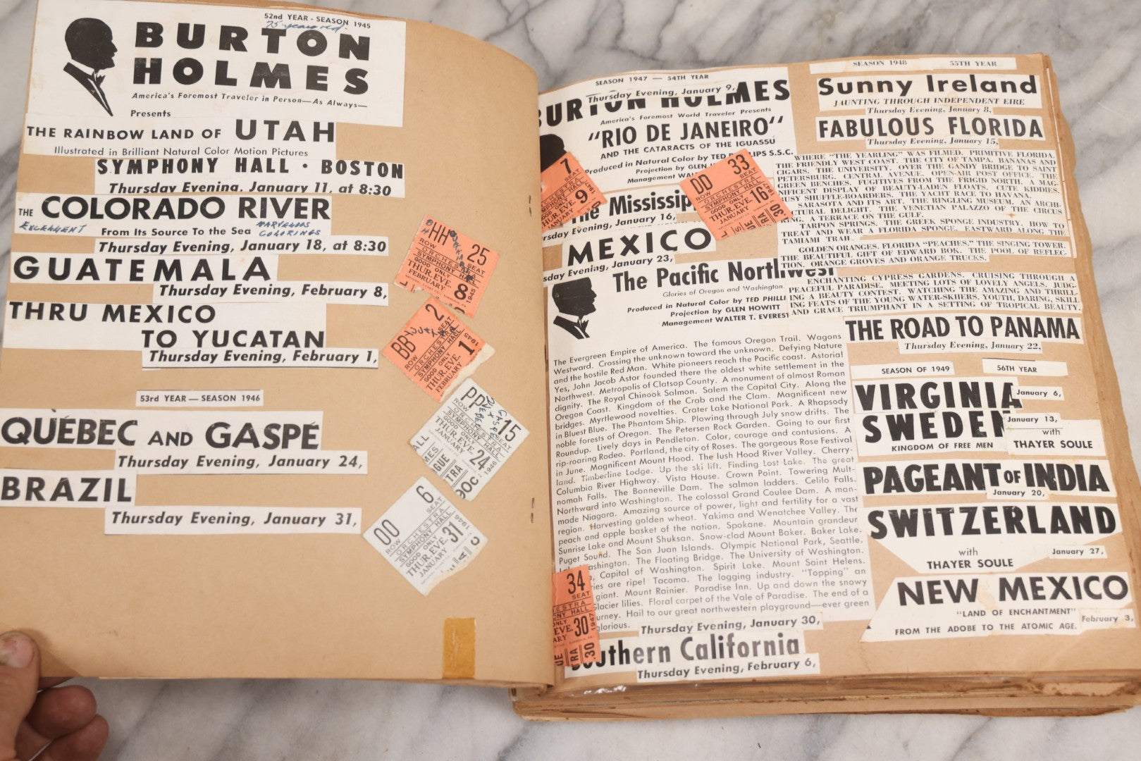Lot 159 - Vintage “Theatres” Scrapbook With Cut-Out Letter Cover, Containing Mid-20th-Century Performance And Entertainment Ephemera, 1930s–1960s