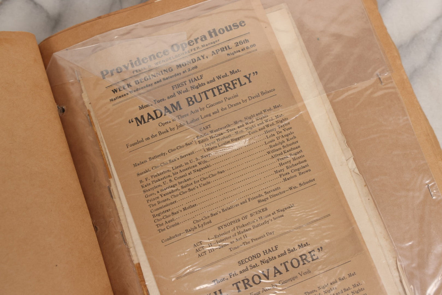 Lot 159 - Vintage “Theatres” Scrapbook With Cut-Out Letter Cover, Containing Mid-20th-Century Performance And Entertainment Ephemera, 1930s–1960s