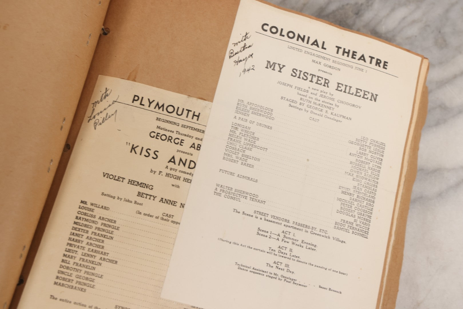 Lot 159 - Vintage “Theatres” Scrapbook With Cut-Out Letter Cover, Containing Mid-20th-Century Performance And Entertainment Ephemera, 1930s–1960s
