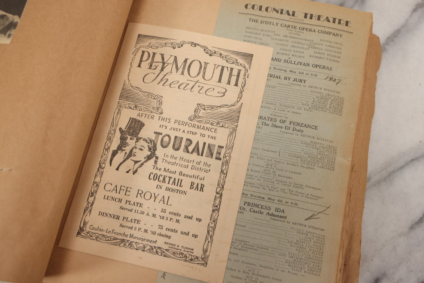 Lot 159 - Vintage “Theatres” Scrapbook With Cut-Out Letter Cover, Containing Mid-20th-Century Performance And Entertainment Ephemera, 1930s–1960s