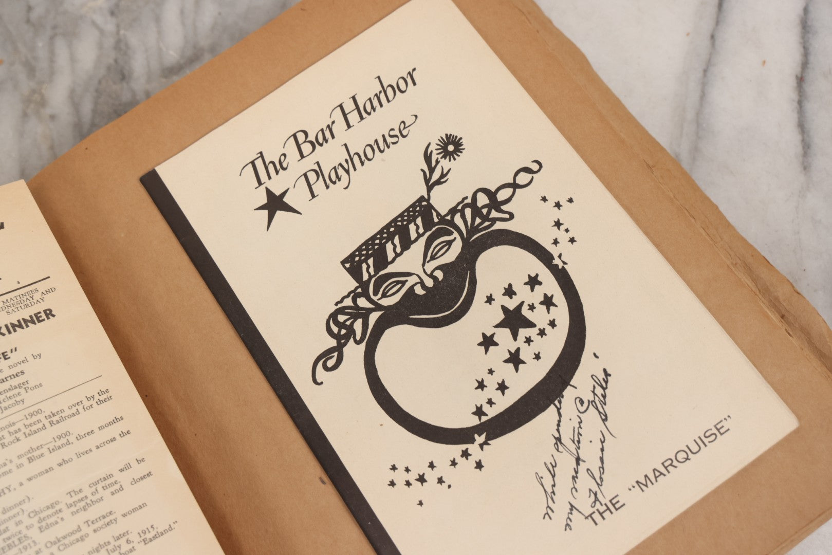 Lot 159 - Vintage “Theatres” Scrapbook With Cut-Out Letter Cover, Containing Mid-20th-Century Performance And Entertainment Ephemera, 1930s–1960s