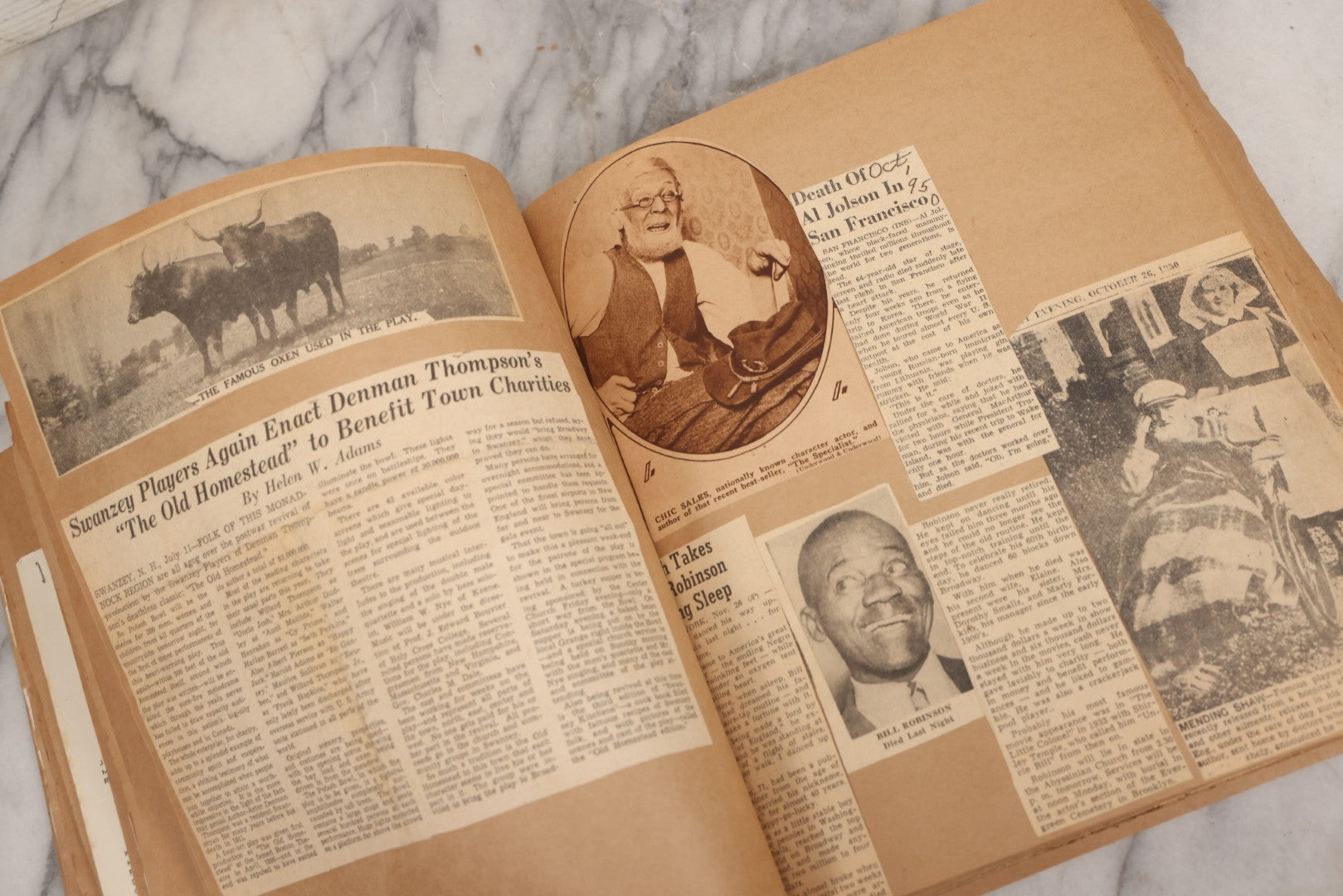 Lot 159 - Vintage “Theatres” Scrapbook With Cut-Out Letter Cover, Containing Mid-20th-Century Performance And Entertainment Ephemera, 1930s–1960s