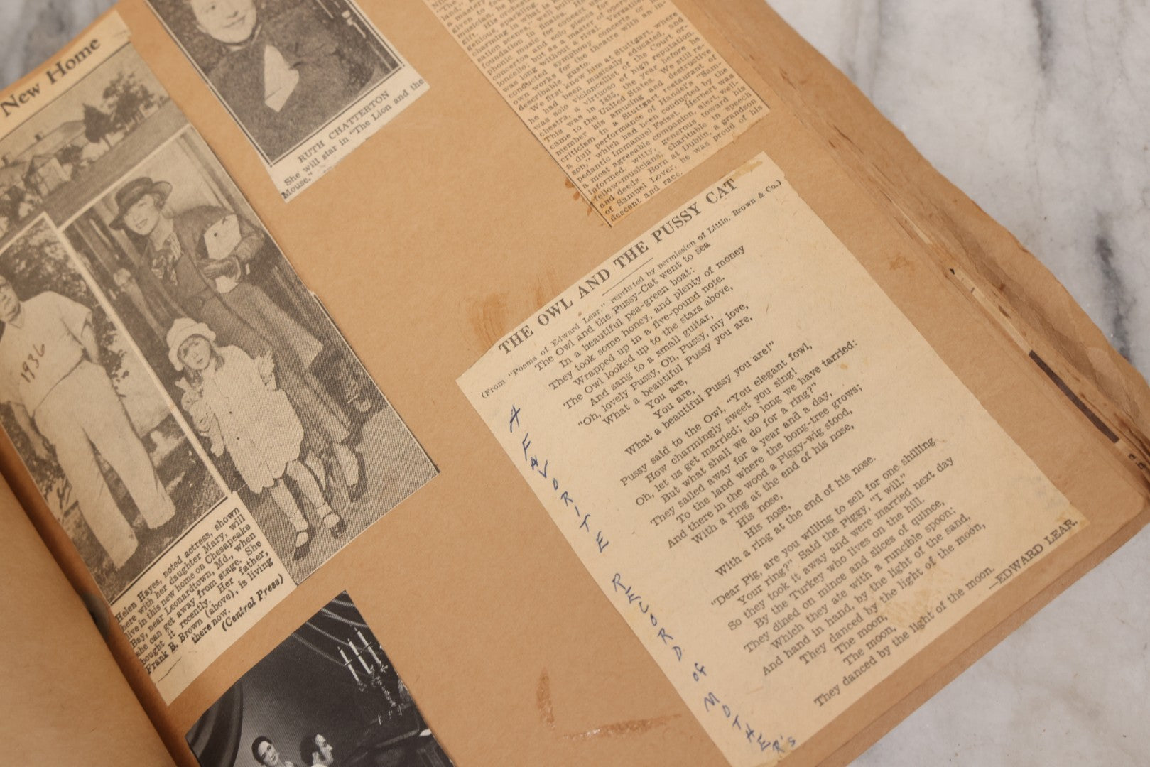 Lot 159 - Vintage “Theatres” Scrapbook With Cut-Out Letter Cover, Containing Mid-20th-Century Performance And Entertainment Ephemera, 1930s–1960s