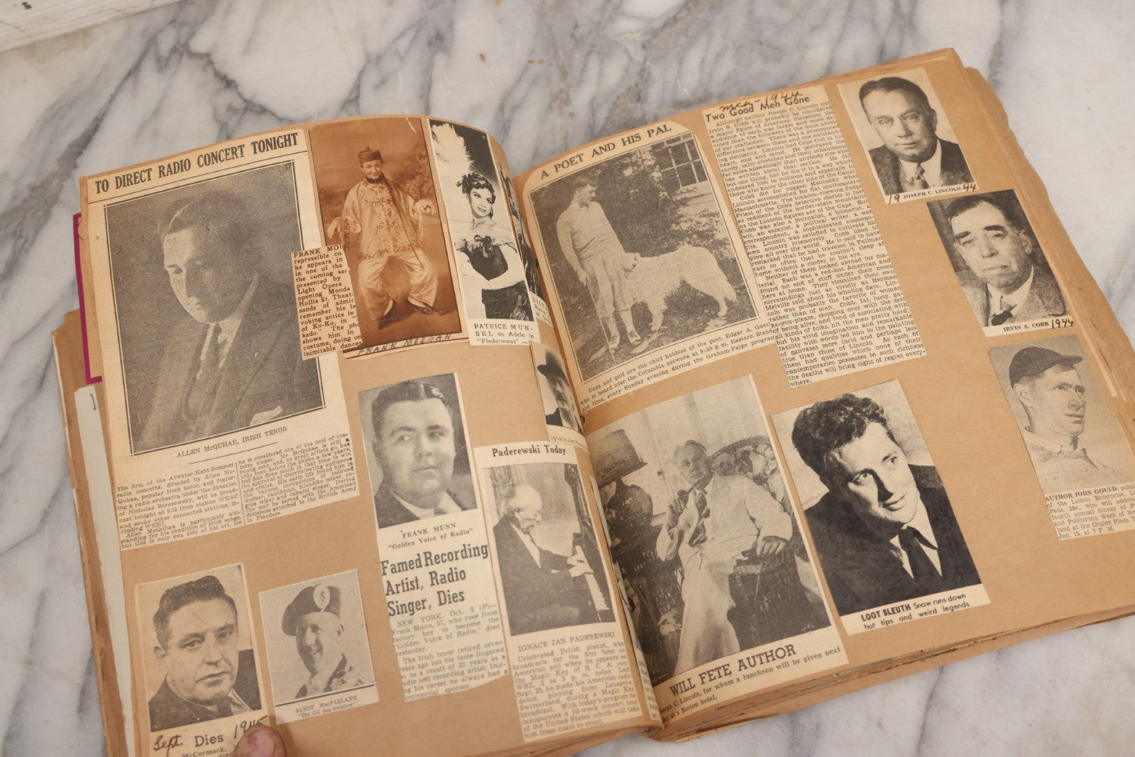 Lot 159 - Vintage “Theatres” Scrapbook With Cut-Out Letter Cover, Containing Mid-20th-Century Performance And Entertainment Ephemera, 1930s–1960s