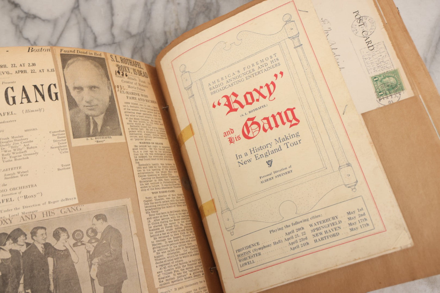 Lot 159 - Vintage “Theatres” Scrapbook With Cut-Out Letter Cover, Containing Mid-20th-Century Performance And Entertainment Ephemera, 1930s–1960s