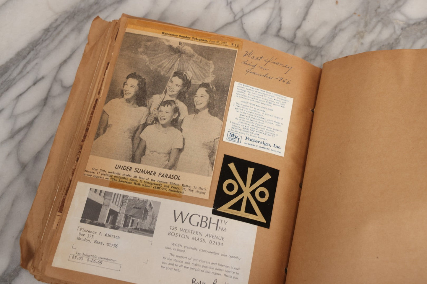 Lot 159 - Vintage “Theatres” Scrapbook With Cut-Out Letter Cover, Containing Mid-20th-Century Performance And Entertainment Ephemera, 1930s–1960s