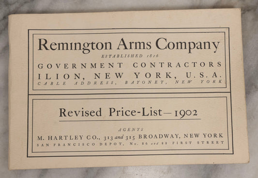 Lot 160 - Vintage Remington Arms Company “Revised Price-List — 1902,” Likely Later Facsimile Reprint, Designed And Printed By Southgate Press, T. W. Ripley Co., Boston