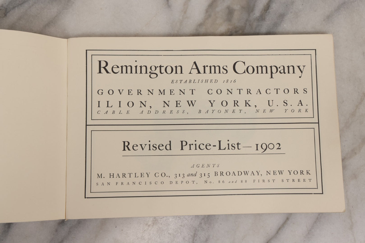 Lot 160 - Vintage Remington Arms Company “Revised Price-List — 1902,” Likely Later Facsimile Reprint, Designed And Printed By Southgate Press, T. W. Ripley Co., Boston