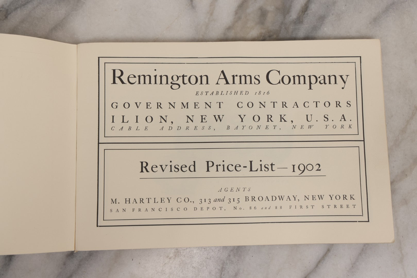 Lot 160 - Vintage Remington Arms Company “Revised Price-List — 1902,” Likely Later Facsimile Reprint, Designed And Printed By Southgate Press, T. W. Ripley Co., Boston