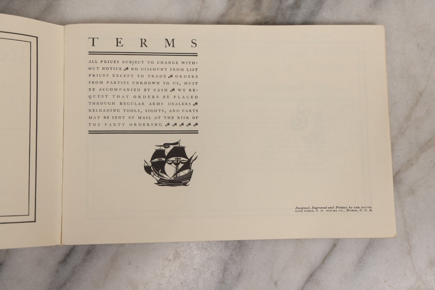 Lot 160 - Vintage Remington Arms Company “Revised Price-List — 1902,” Likely Later Facsimile Reprint, Designed And Printed By Southgate Press, T. W. Ripley Co., Boston