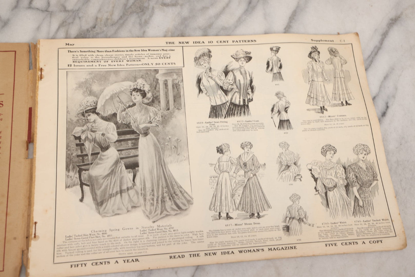 Lot 161 - Antique “New Idea Fashion Review” Spring And Summer 1908 Pattern Magazine, The New Idea Pattern Co., Chicago, New York, Toronto