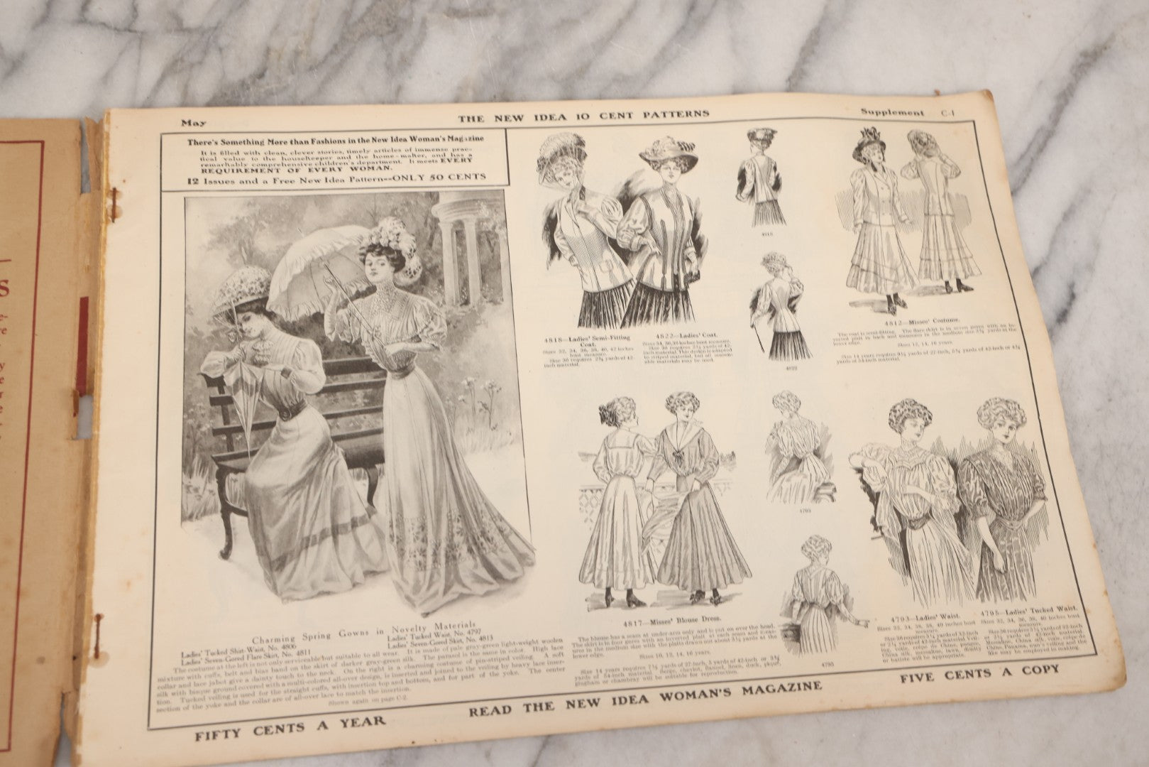 Lot 161 - Antique “New Idea Fashion Review” Spring And Summer 1908 Pattern Magazine, The New Idea Pattern Co., Chicago, New York, Toronto