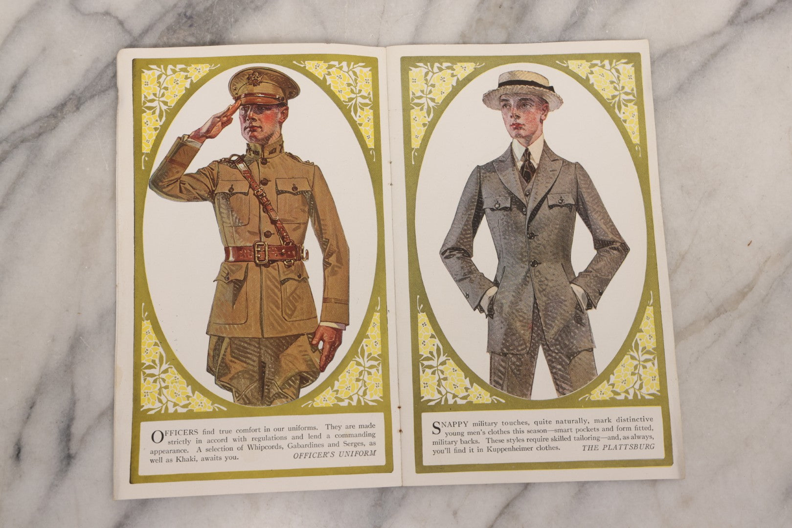 Lot 162 - Antique 1918 “The House Of Kuppenheimer” Men's Fashion Catalog Featuring Military-Inspired Styles, Smith Bros. Issue