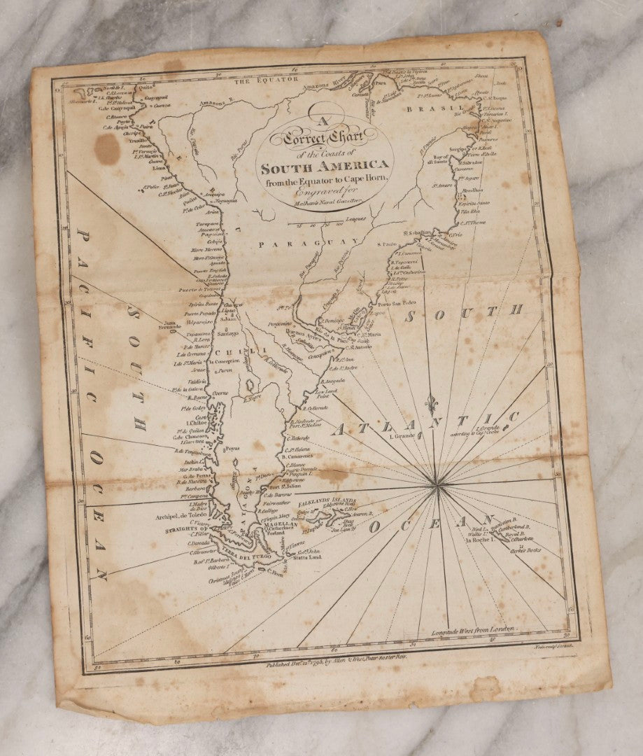 Lot 166 - Grouping Of Eight Antique 1795 Engraved Naval Maps For Malham's Naval Gazetteer By Allen & West, Including Irish Sea, South America, English Channel, West India Islands, Baltic Sea, Africa, East Coast Of North America, And Bay Of Biscay