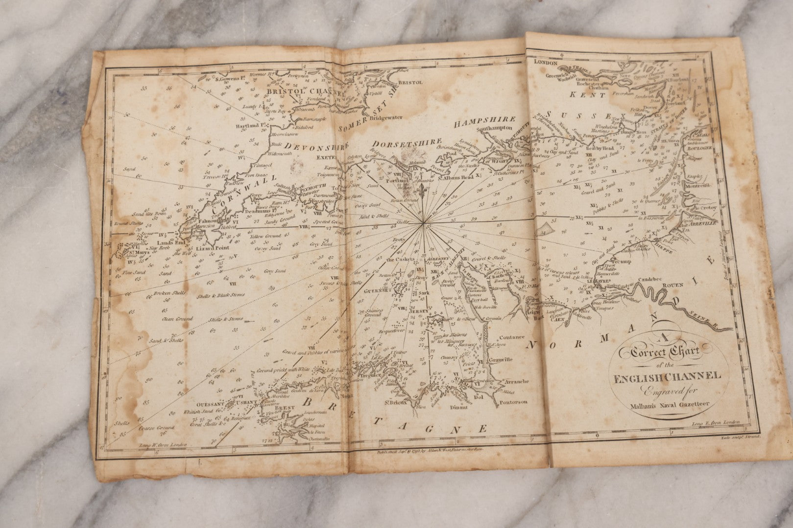 Lot 166 - Grouping Of Eight Antique 1795 Engraved Naval Maps For Malham's Naval Gazetteer By Allen & West, Including Irish Sea, South America, English Channel, West India Islands, Baltic Sea, Africa, East Coast Of North America, And Bay Of Biscay
