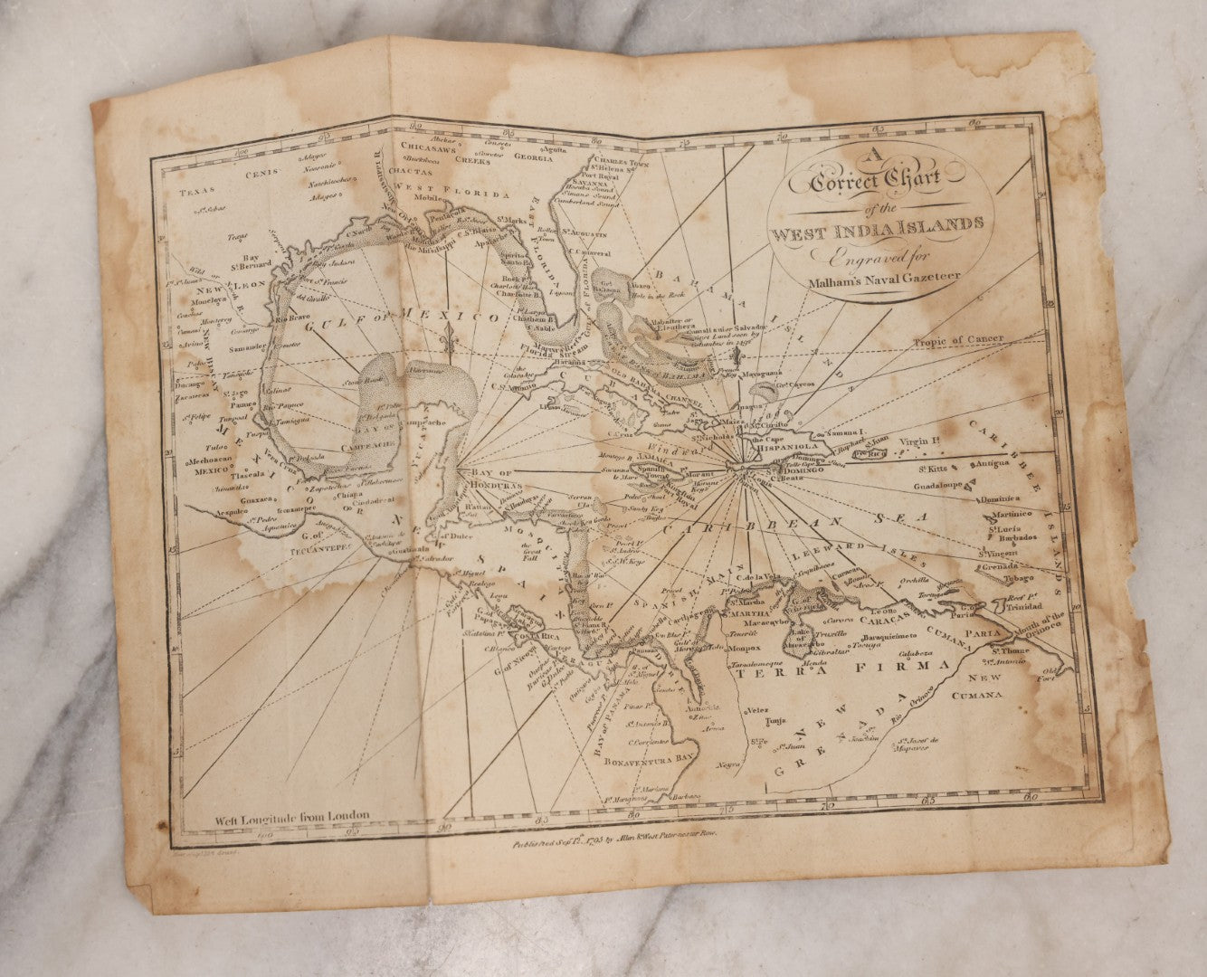 Lot 166 - Grouping Of Eight Antique 1795 Engraved Naval Maps For Malham's Naval Gazetteer By Allen & West, Including Irish Sea, South America, English Channel, West India Islands, Baltic Sea, Africa, East Coast Of North America, And Bay Of Biscay