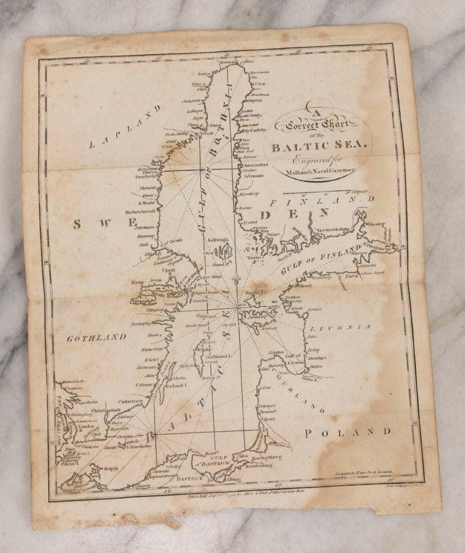 Lot 166 - Grouping Of Eight Antique 1795 Engraved Naval Maps For Malham's Naval Gazetteer By Allen & West, Including Irish Sea, South America, English Channel, West India Islands, Baltic Sea, Africa, East Coast Of North America, And Bay Of Biscay