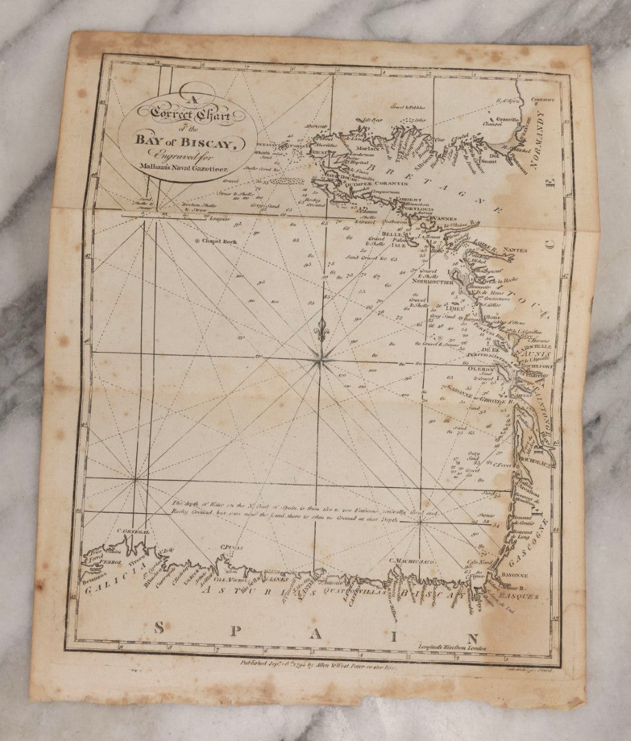 Lot 166 - Grouping Of Eight Antique 1795 Engraved Naval Maps For Malham's Naval Gazetteer By Allen & West, Including Irish Sea, South America, English Channel, West India Islands, Baltic Sea, Africa, East Coast Of North America, And Bay Of Biscay