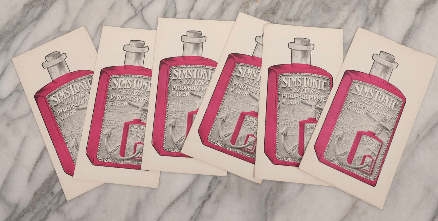 Lot 167 - Grouping Of Six Antique Advertising Fold-Outs For Sims' Tonic “Elixir Of Pyrophosphate Of Iron,” Illustrated Patent Medicine Brochures, Circa 1900